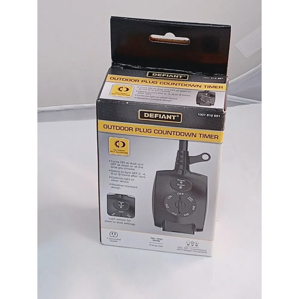 2-Defiant 15 Amp 24-Hour Outdoor Plug-In Mechanical Dusk to Dawn Countdown Timer
